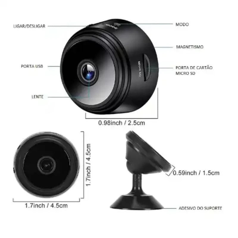 Kit 3 Câmeras A9 Câmera Espiã HD Mini Wifi 1080p Com Vigilância