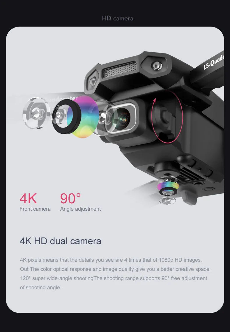 XT6 Mini Dual Camera Drone, 4K HD, Fotografia Aérea Profissional, Altitude Fixa, Quadcopter, Longa Resistência, Folding Flyer, 2 Baterias