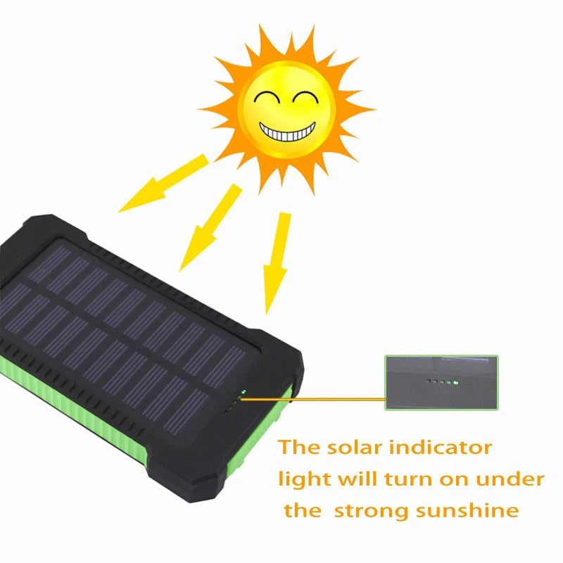 Powerbank Energia Solar para Celular, Impermeável 20000mah 2 Usb Portas