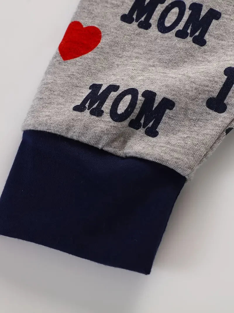 Pijama definido com "eu amo o pai" para meninos, "eu amo a mãe"